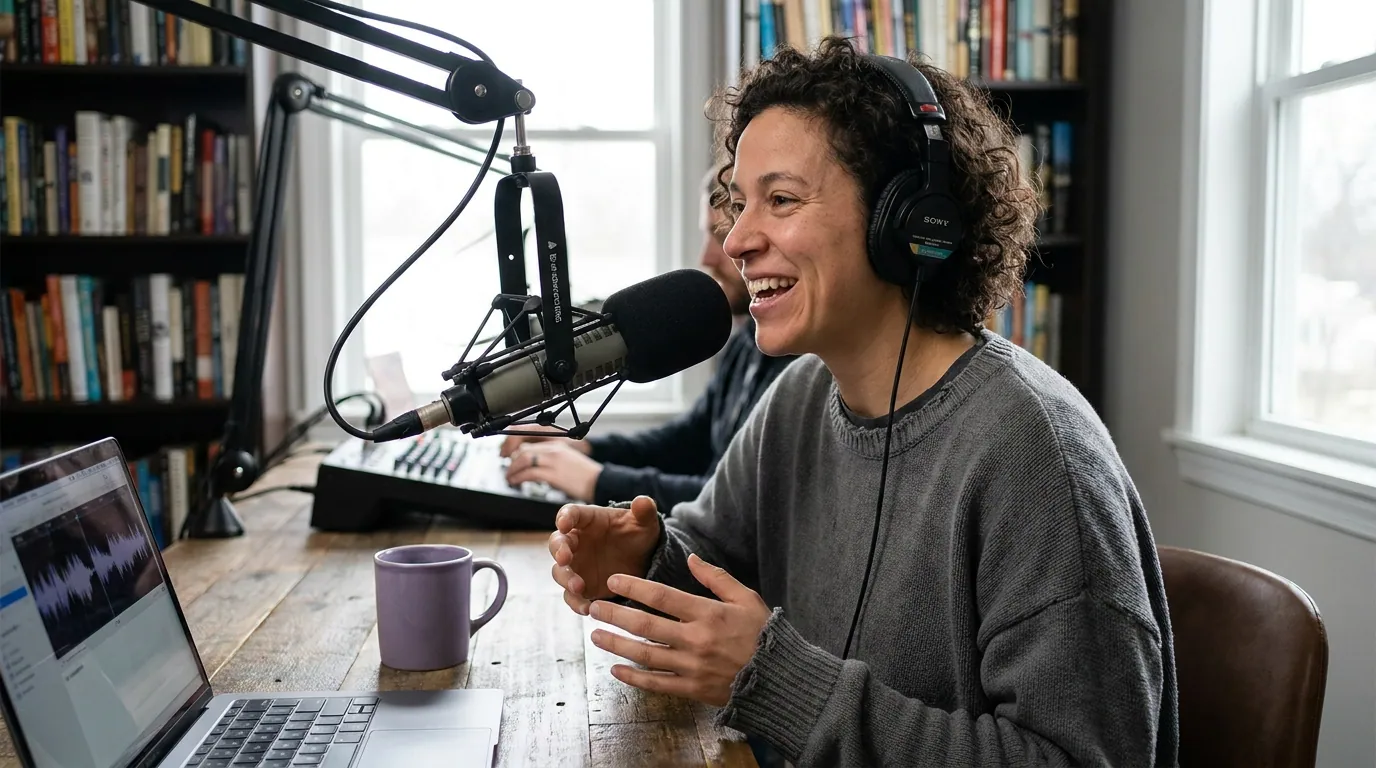 Illustration depicting The Best Comedy Podcasts and Why They Travel