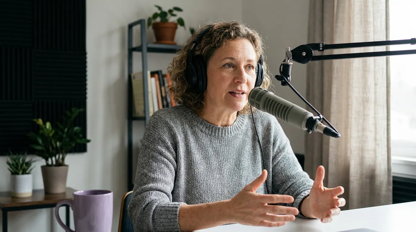 Illustration depicting Body Language for Video Podcasts: Hands, Posture, Lean
