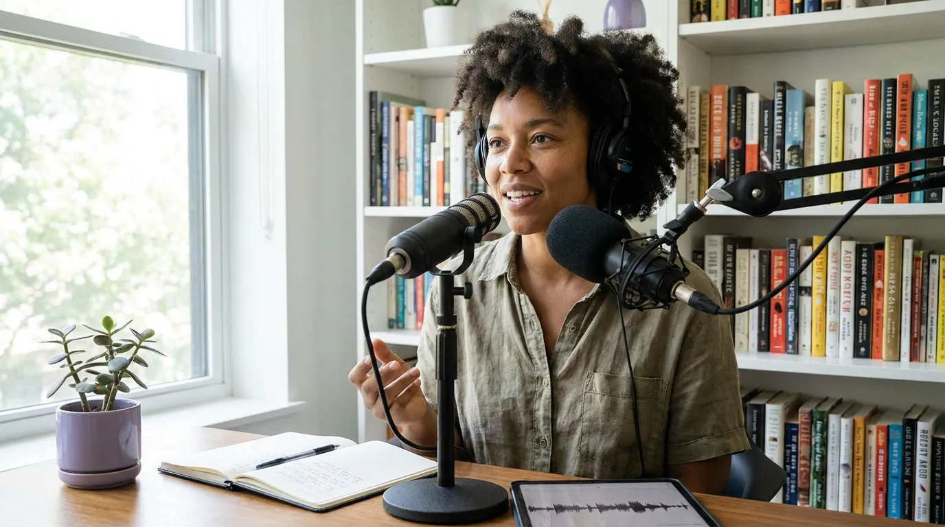 Illustration depicting Book and Literary Podcast Clips People Save