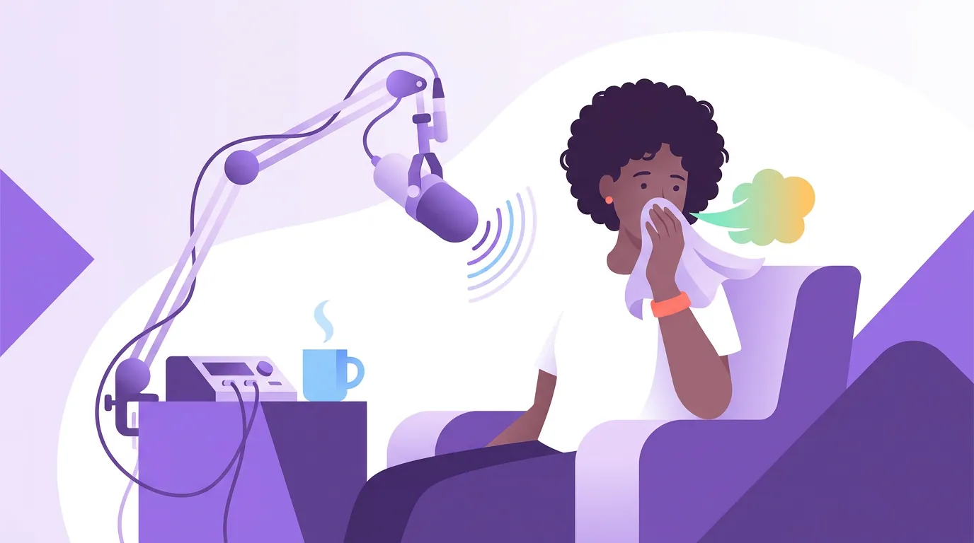 Illustration for 'How do you breathe mid-interview without it landing on the mic?'