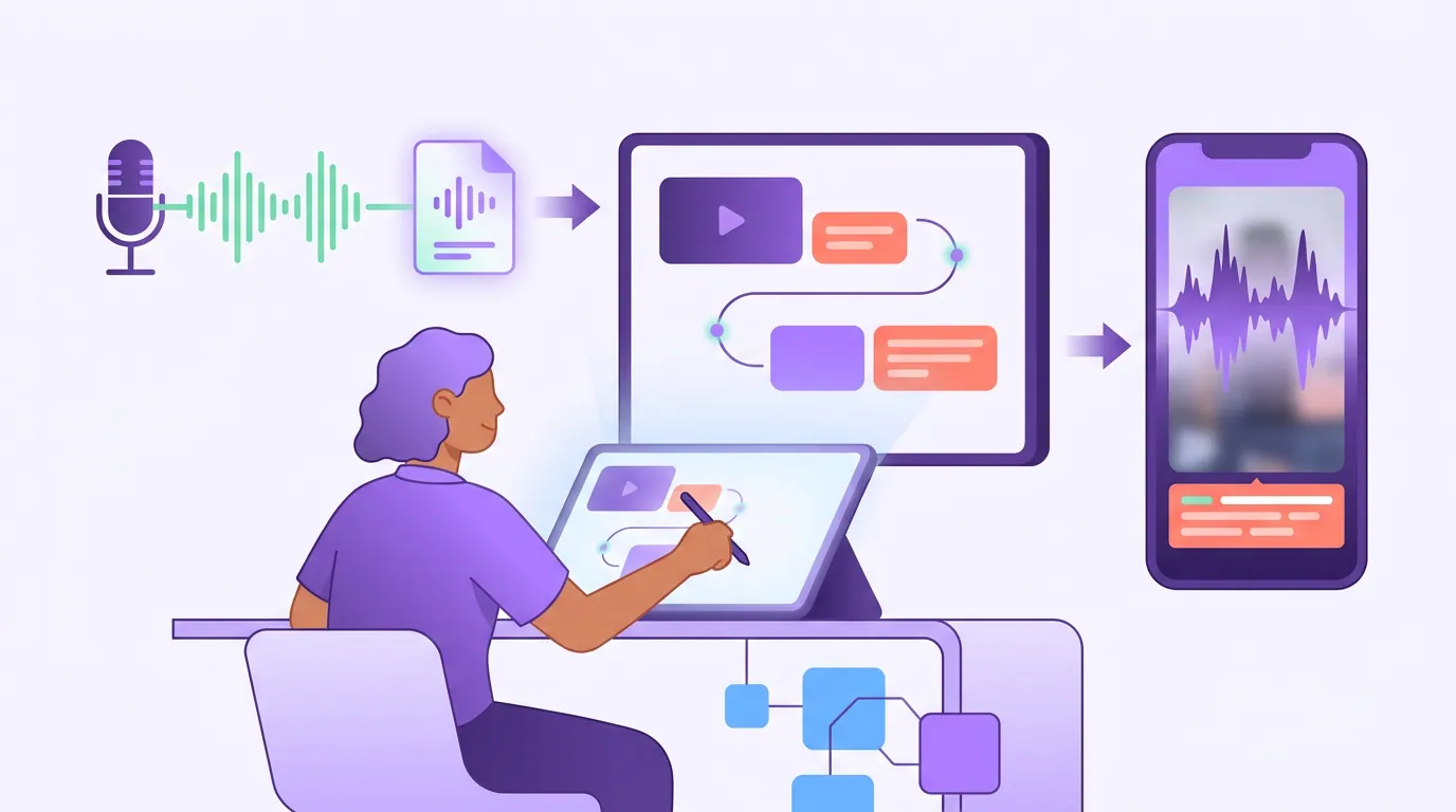 Illustration for 'The steps: from audio file to captioned audiogram'
