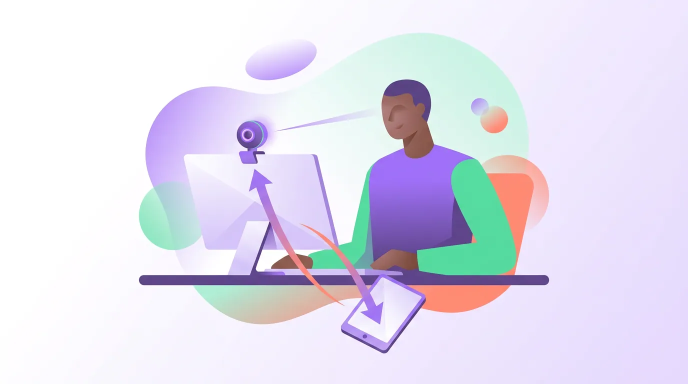Illustration for 'Fix the glance-down at the source: webcam placement'