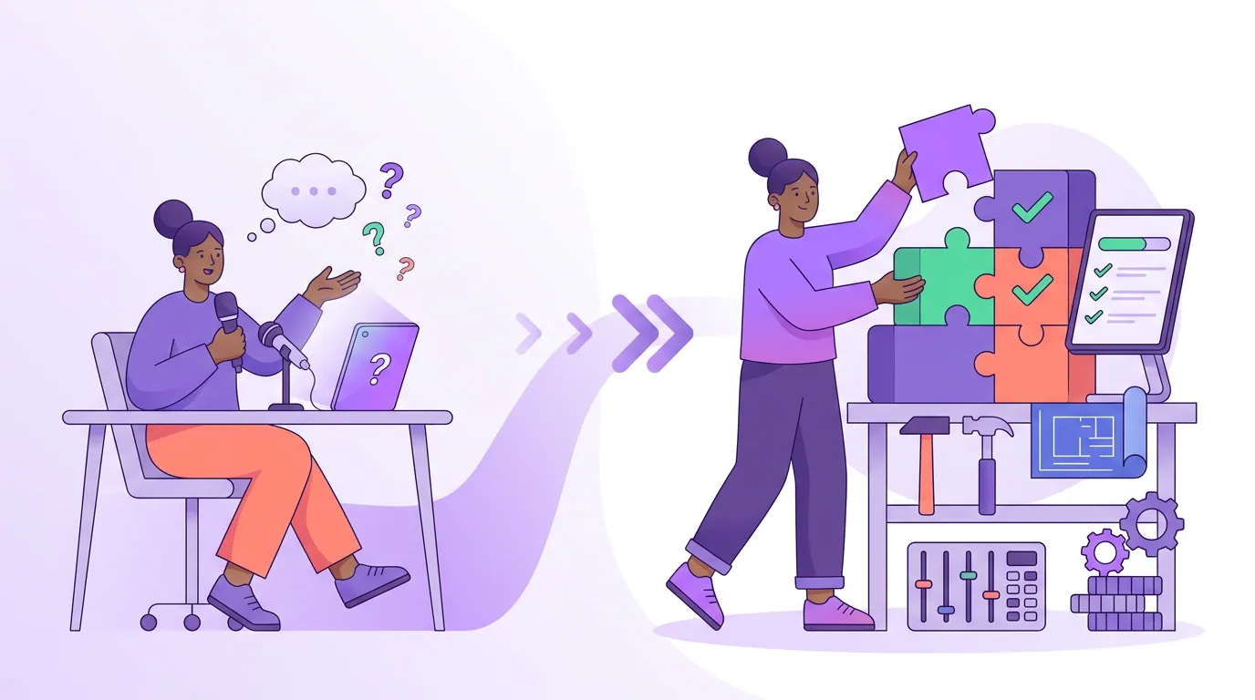 Illustration for 'The 100-to-500 checklist: the shift from asking to building'