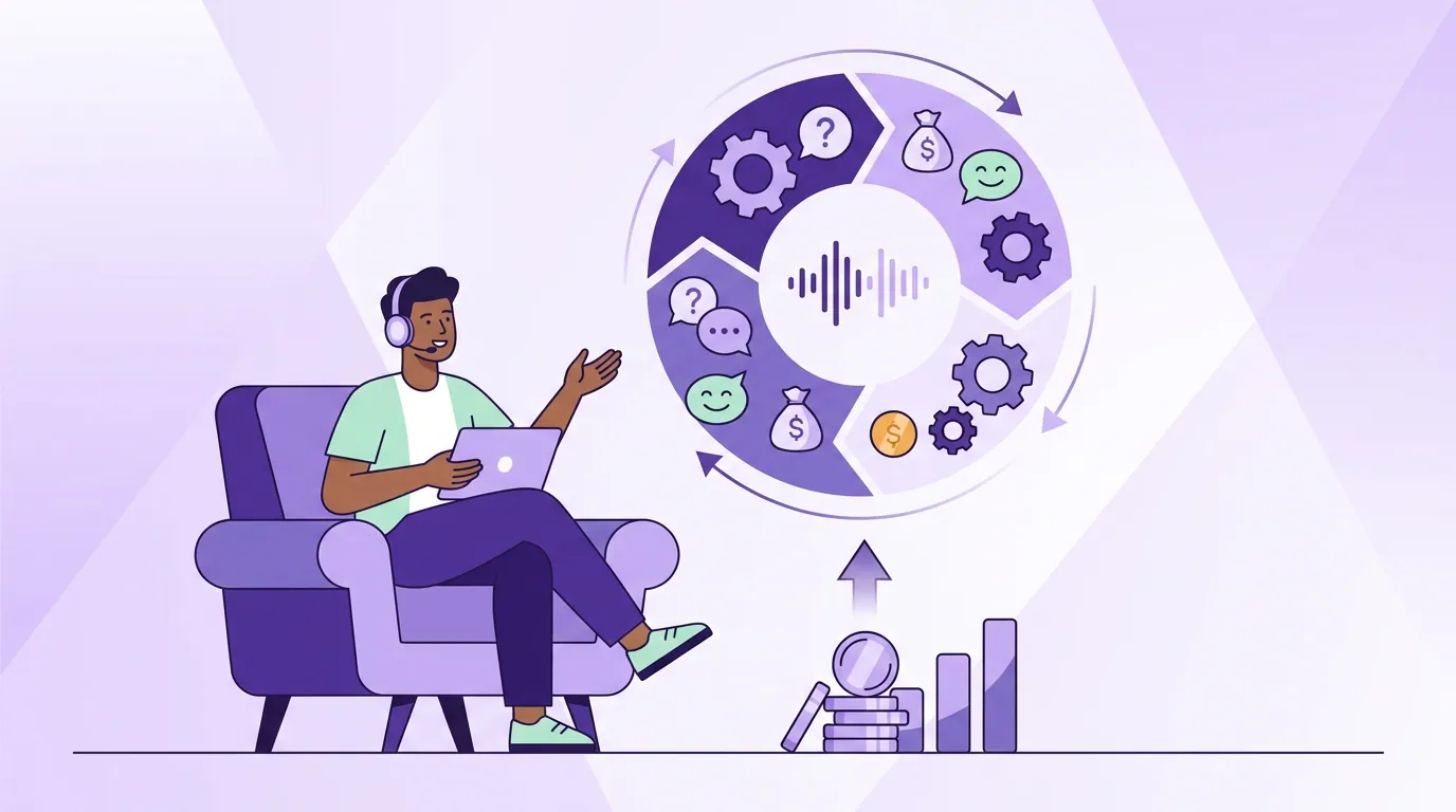 Illustration for 'The listener-question flywheel finance audiences reward'