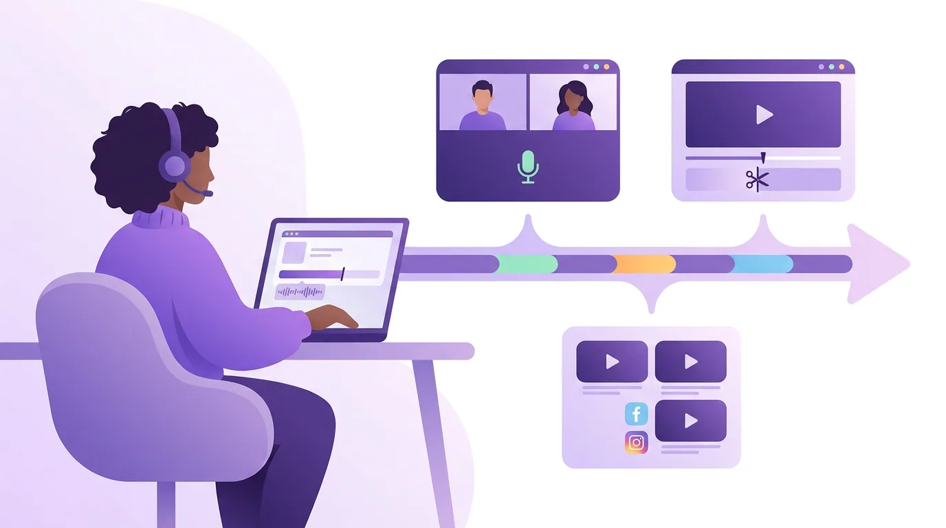 Illustration for 'The steps: Zoom recording to posted clips'