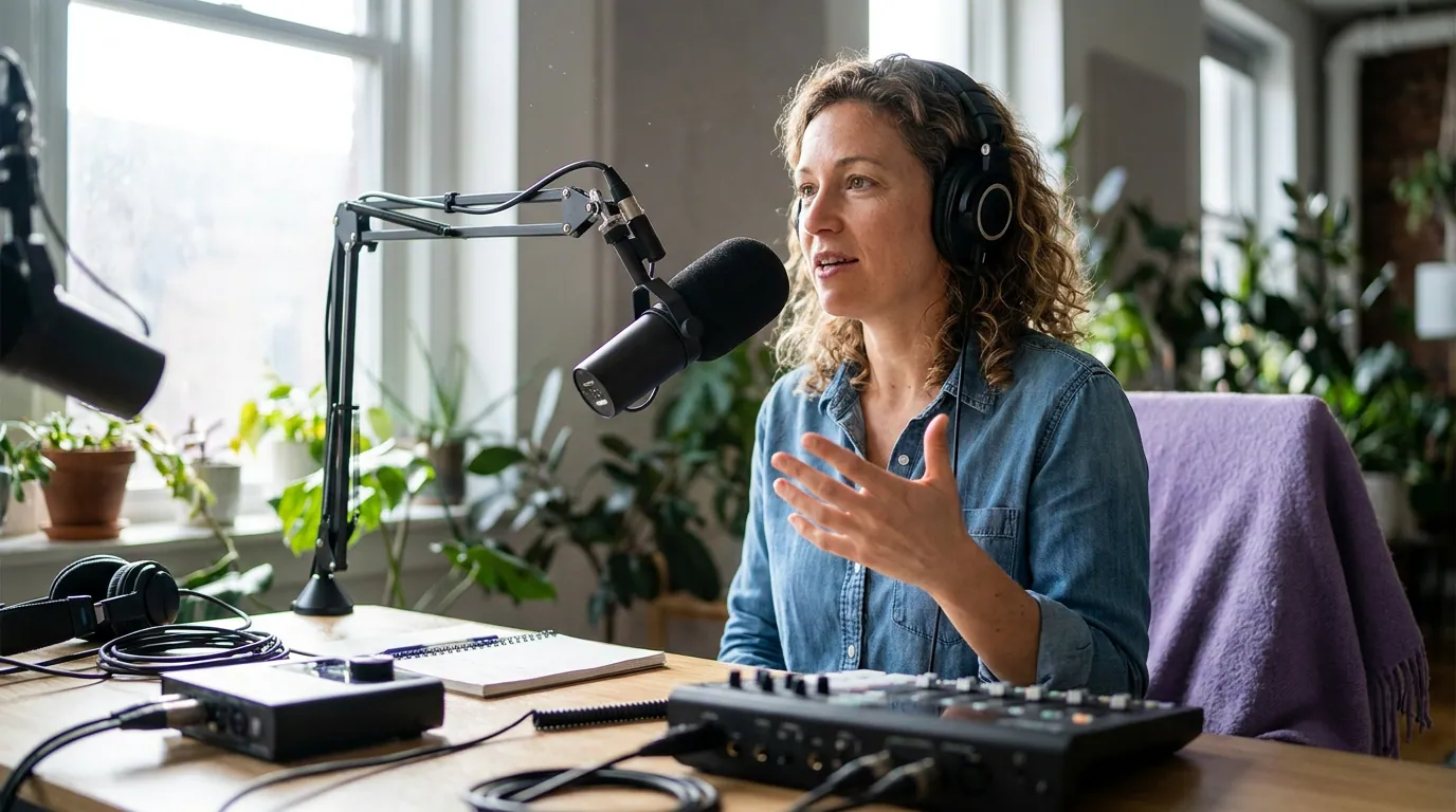 Illustration depicting Narrative vs Conversational Podcast: Plan Two Shows