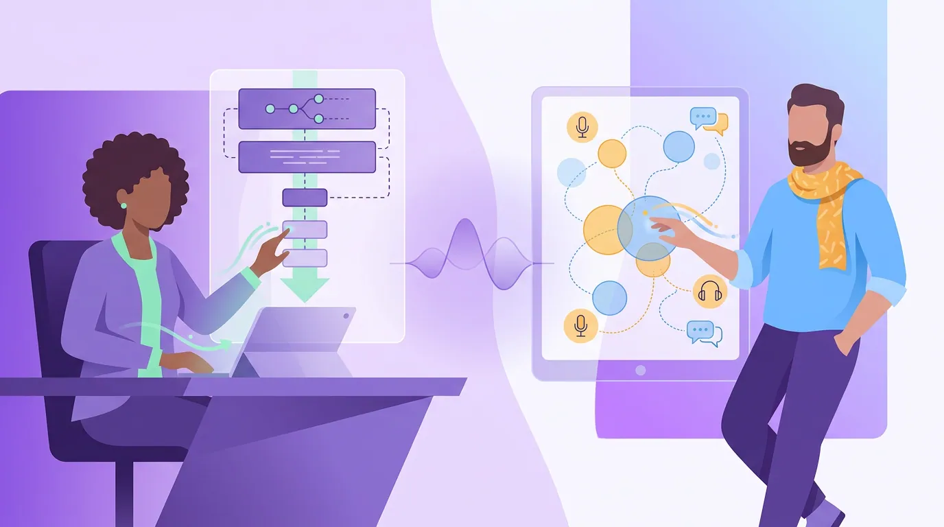 Illustration for 'The narrative beat sheet vs the conversational runsheet'