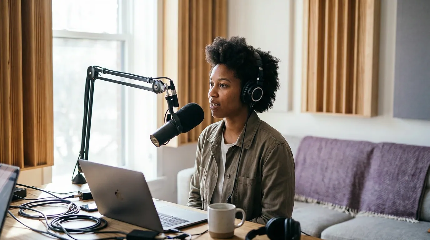 Illustration depicting Designing a Podcast Backdrop That Doesn't Distract
