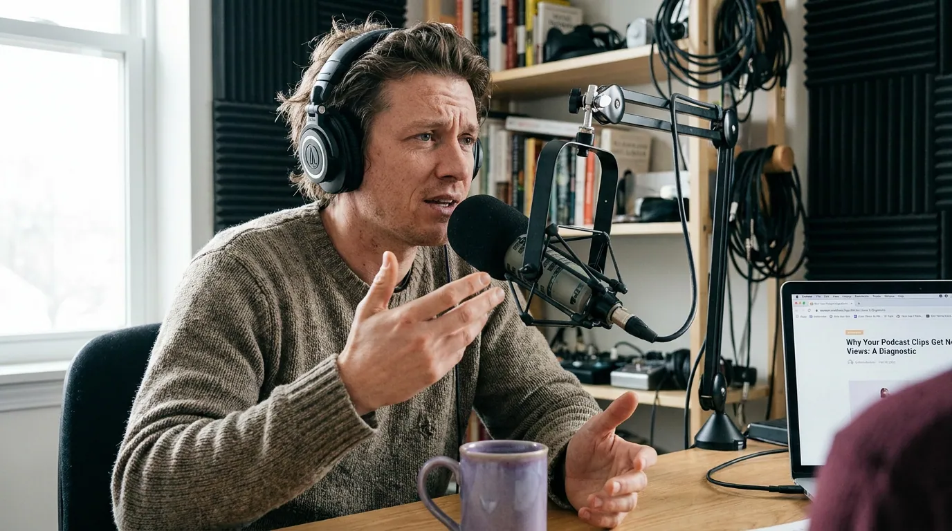Illustration depicting Why Your Podcast Clips Get No Views: A Diagnostic