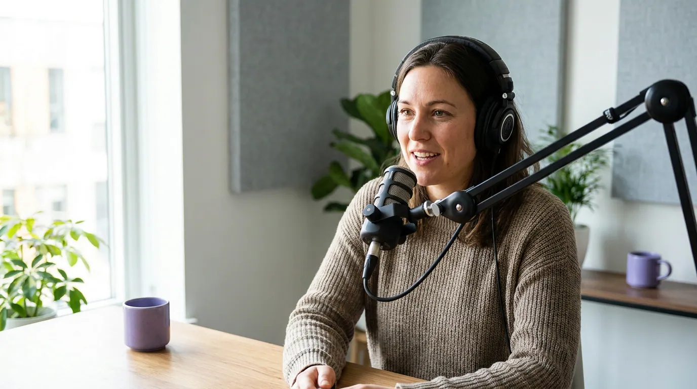 Illustration depicting Look Confident on Camera as a First-Time Podcast Guest