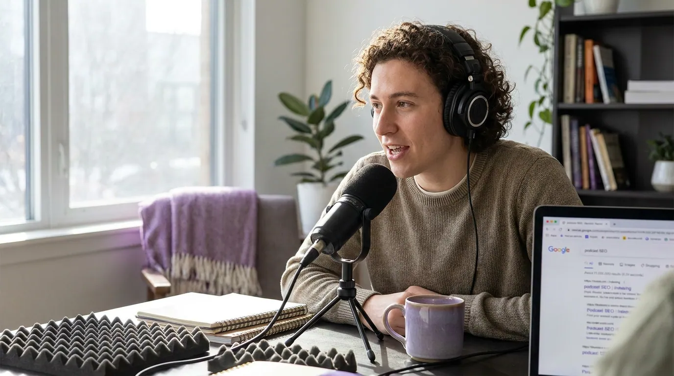 Illustration depicting Do Podcast Transcripts Help SEO? What Actually Indexes