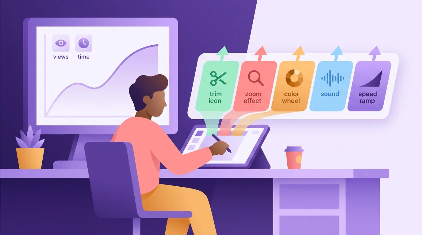 Illustration for 'The five edits that move the 3-second view rate most'